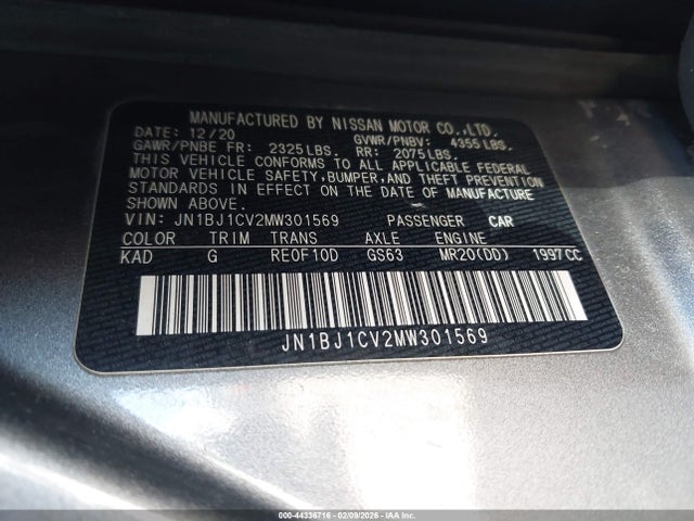 JN1BJ1CV2MW301569 Nissan Rogue Sport Sl Fwd Xtronic Cvt