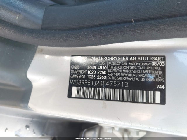Aukcja sprzedaży 2004 Mercedes-benz C 240 4matic, vin: WDBRF81J24F475713, numer aukcji: 44336726