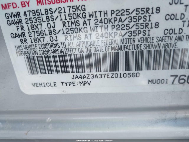 2014 MITSUBISHI OUTLANDER JA4AZ3A37EZ010560 Photo 8