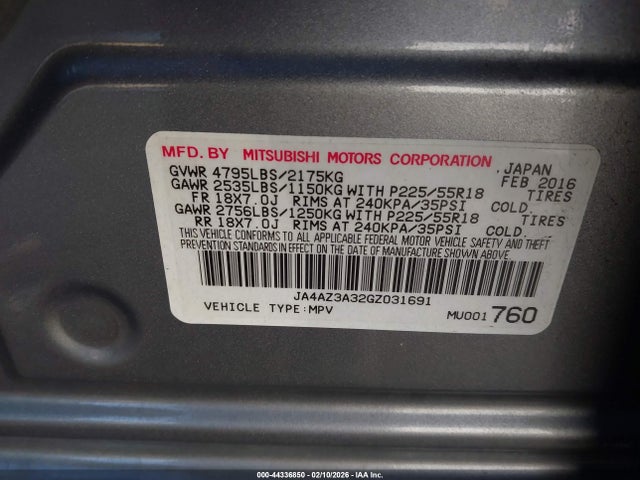 2016 MITSUBISHI OUTLANDER JA4AZ3A32GZ031691 Photo 8