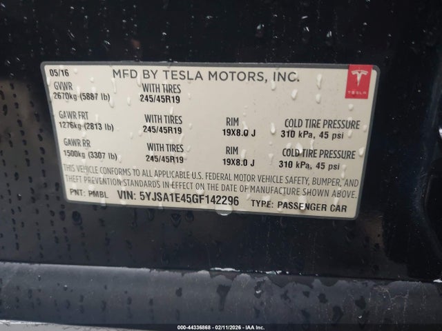 2016 TESLA MODEL S 5YJSA1E45GF142296 Photo 8