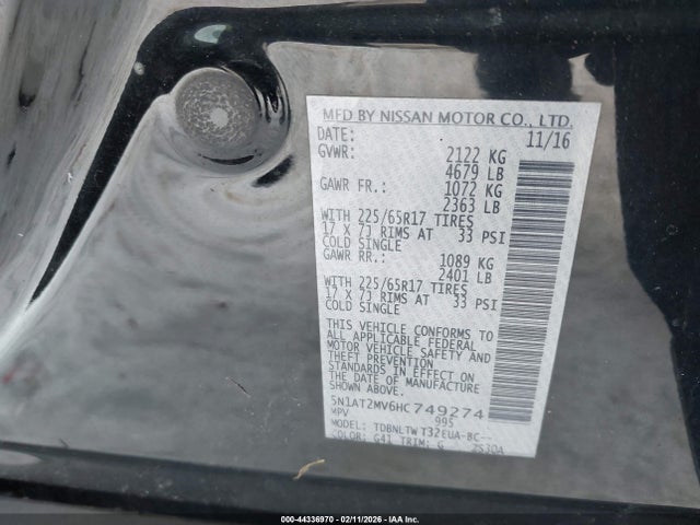 5N1AT2MV6HC749274 Nissan ROGUE SV
