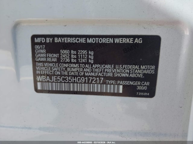 2017 BMW 540I WBAJE5C35HG917217 Photo 8