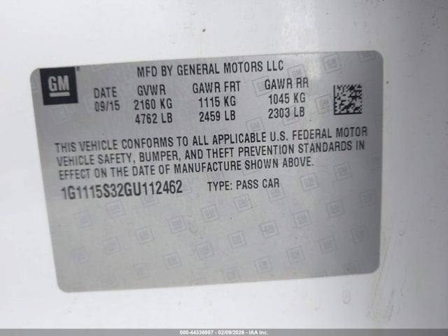 1G1115S32GU112462 Chevrolet Impala 2lt