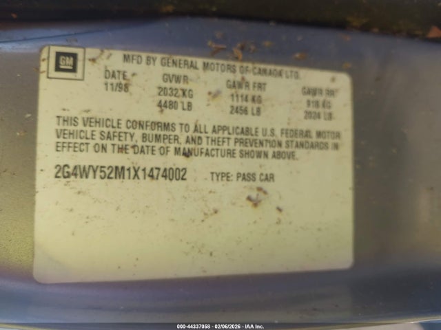 Продаж на аукціоні авто 1999 Buick Century Limited, vin: 2G4WY52M1X1474002, номер лоту: 44337058