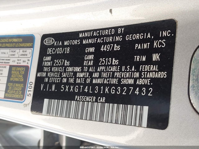 Продажа на аукционе авто 2019 Kia Optima Lx, vin: 5XXGT4L31KG327432, номер лота: 44337061