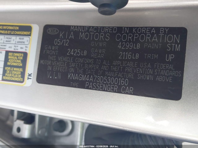 Продажа на аукционе авто 2013 Kia Optima Lx, vin: KNAGM4A73D5300160, номер лота: 44337064