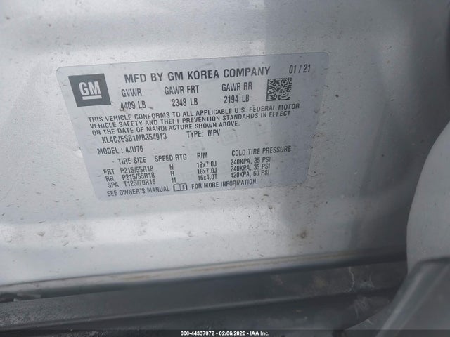 44337072 :رقم المزاد ، KL4CJESB1MB354913 vin ، 2021 Buick Encore Preferred مزاد بيع