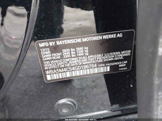 2016 BMW 535I GRAN TURISMO WBA5M4C54GD186764 Photo 8