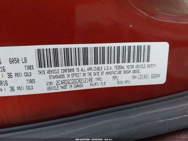 Aukcja sprzedaży 2012 Dodge Grand Caravan Sxt, vin: 2C4RDGCG5CR212108, numer aukcji: 44337090