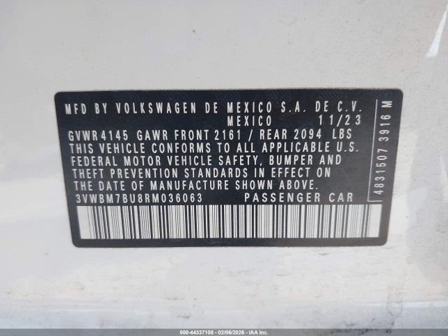 3VWBM7BU8RM036063 Volkswagen Jetta 1.5t Sport