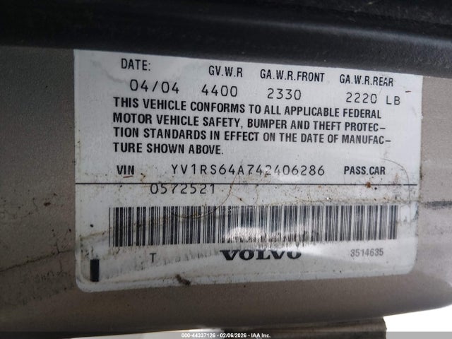 2004 VOLVO S60 YV1RS64A742406286 Photo 8