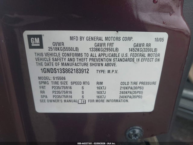 2006 CHEVROLET TRAILBLAZER 1GNDS13S862183912 Photo 8