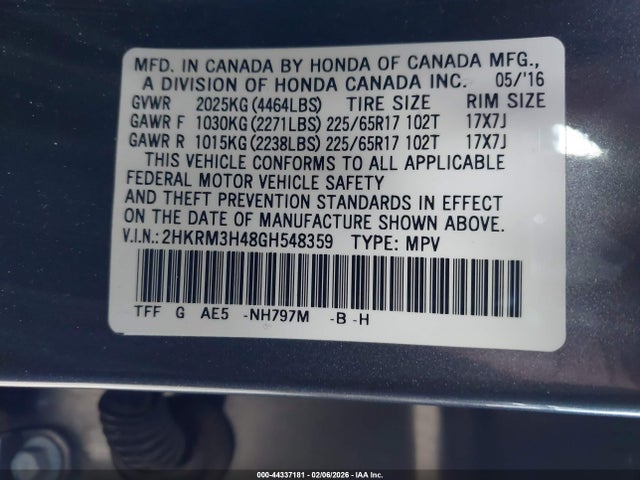 2016 HONDA CR-V 2HKRM3H48GH548359 Photo 8