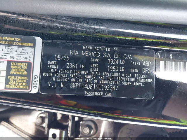 KIA K4 Lxs 2025 3KPFT4DE1SE192747 Image 9