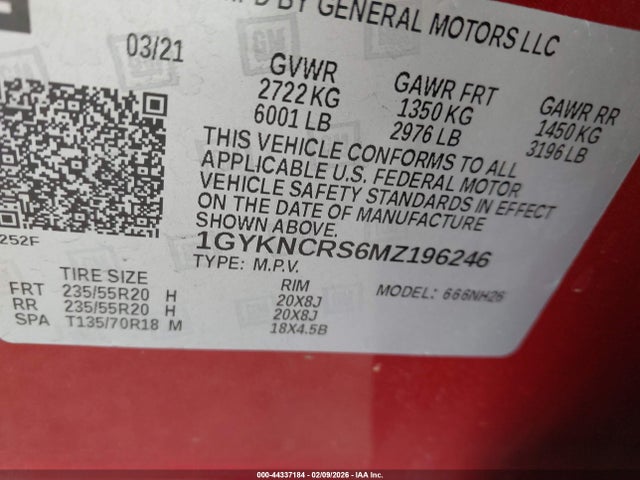 2021 CADILLAC XT5 1GYKNCRS6MZ196246 Photo 8