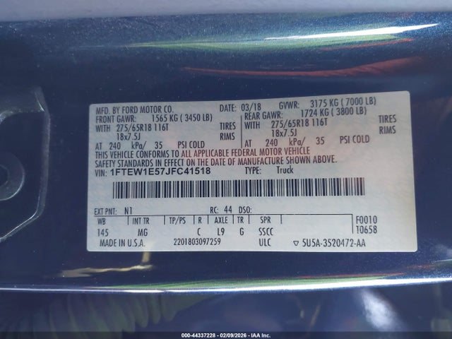 Ford F-150 Xlt 2018 1FTEW1E57JFC41518 Image 9