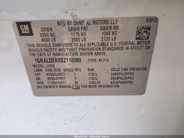 2013 CHEVROLET EQUINOX 1GNALDEK8DZ118089 Photo 8