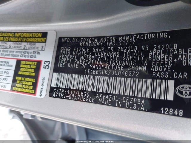4T1B61HK7JU046272 Toyota CAMRY XSE