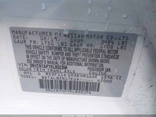 Nissan Versa 1.6 Sv 2019 3N1CN7AP7KL852356 Image 9
