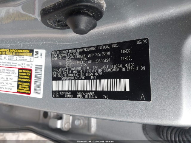 2020 TOYOTA HIGHLANDER 5TDDZRBH0LS034990 Photo 8