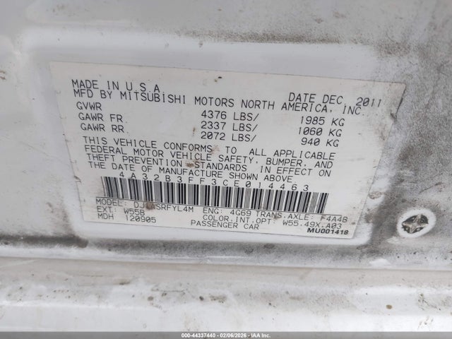 2012 MITSUBISHI GALANT 4A32B3FF3CE014463 Photo 8
