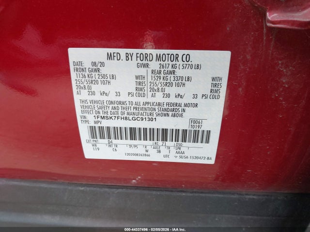 1FMSK7FH8LGC91301 Ford Explorer Limited