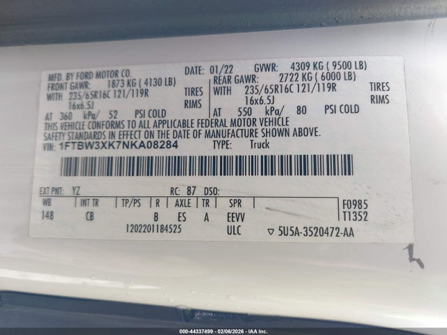 1FTBW3XK7NKA08284 Ford E-transit-350 Cargo Van