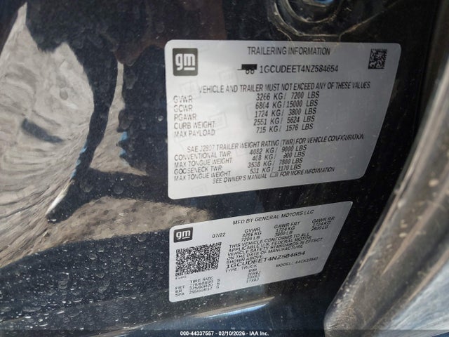 2022 CHEVROLET SILVERADO 1500 1GCUDEET4NZ584654 Photo 8