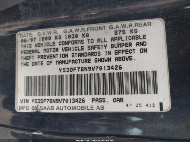 1997 SAAB 900 YS3DF78N9V7013426 Photo 8