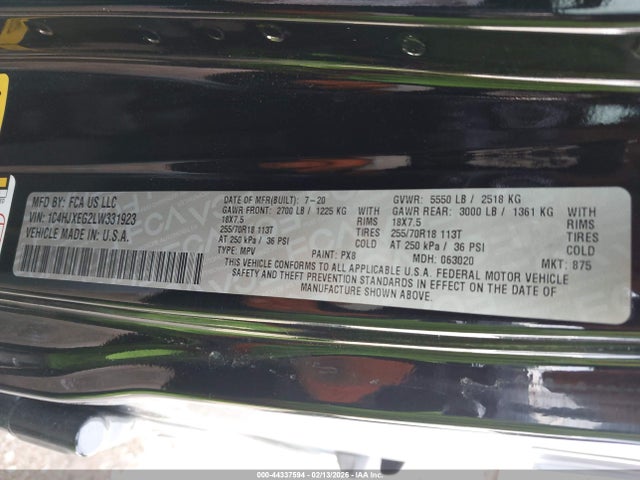 2020 JEEP WRANGLER UNLIMITED 1C4HJXEG2LW331923 Photo 8