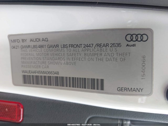 Aukcja sprzedaży 2021 Audi A4 Premium Plus 45 Tfsi S Line Quattro S Tronic, vin: WAUEAAF45MA066348, numer aukcji: 44337663