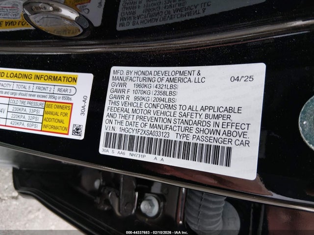 Honda ACCORD LX 2025 1HGCY1F2XSA033123 Image 9