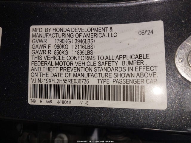 Honda Civic Lx 2024 19XFL2H55RE036736 Image 9