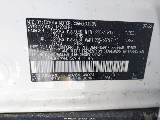 Toyota Rav4 Hybrid Le 2022 JTMLWRFV9ND156914 Image 9