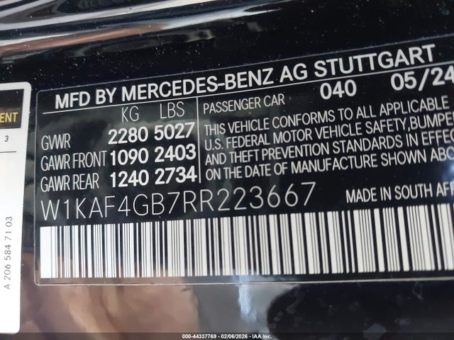 W1KAF4GB7RR223667 Mercedes-Benz C 300