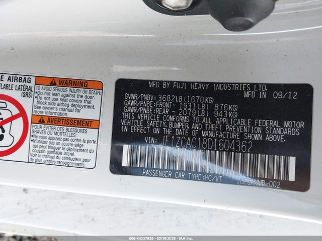 2013 SUBARU BRZ JF1ZCAC18D1604362 Photo 8