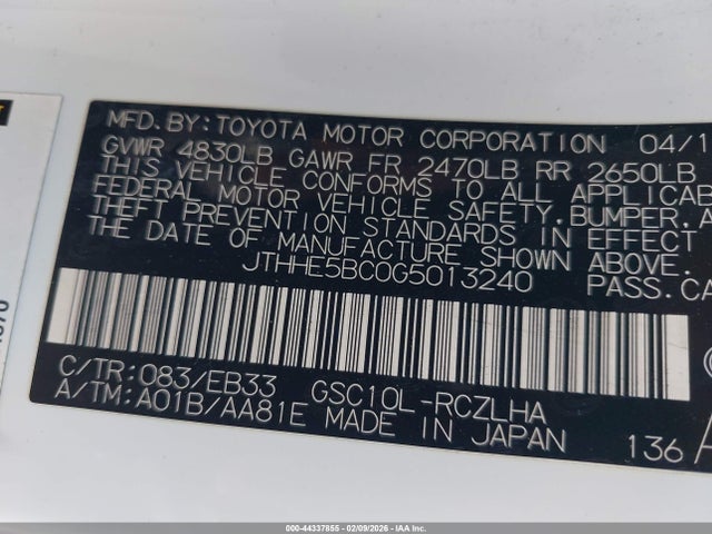 Продажа на аукционе авто 2016 Lexus Rc 350, vin: JTHHE5BC0G5013240, номер лота: 44337855