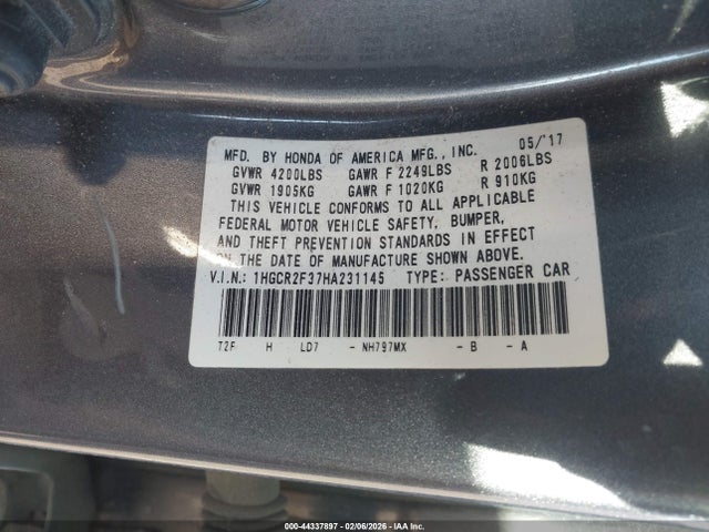 1HGCR2F37HA231145 Honda ACCORD LX
