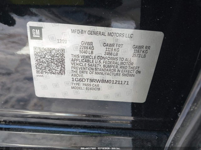 44337900 :رقم المزاد ، 1G6DT5RW8M0121171 vin ، 2021 Cadillac Ct5 Premium Luxury مزاد بيع