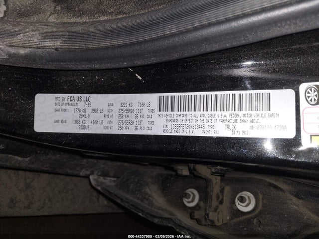 Продаж на аукціоні авто 2019 Ram 1500 Big Horn/lone Star  4x4 6'4 Box, vin: 1C6SRFBT2KN913445, номер лоту: 44337905