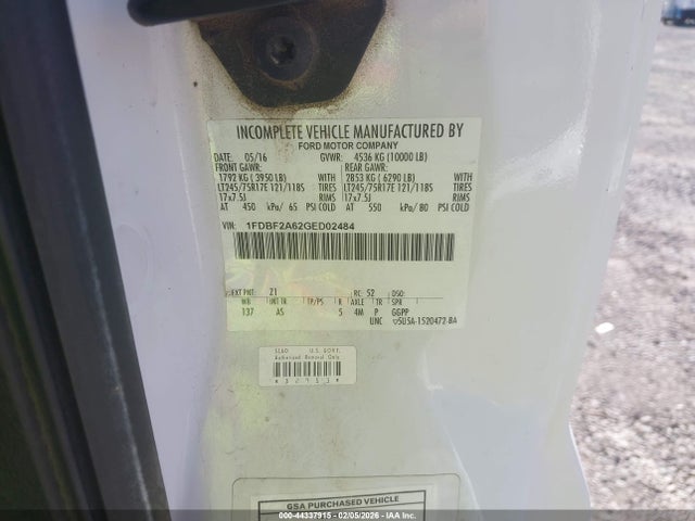 Ford F-250 Xl 2016 1FDBF2A62GED02484 Image 9