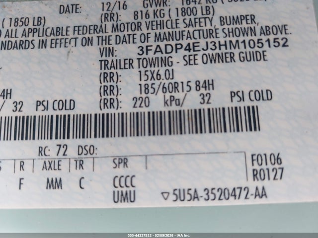 Ford FIESTA SE 2017 3FADP4EJ3HM105152 Image 9