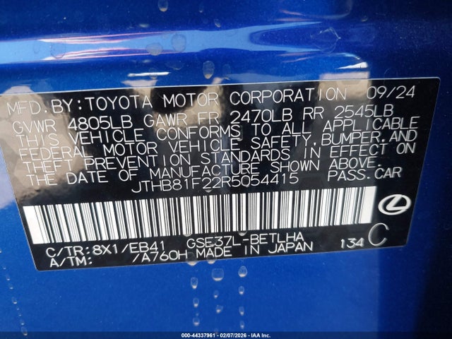 Продажа на аукционе авто 2024 Lexus Is 300 F Sport Design, vin: JTHB81F22R5054415, номер лота: 44337961