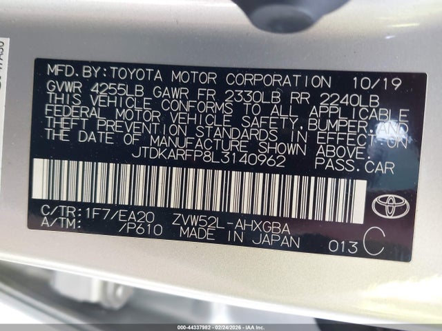 2020 TOYOTA PRIUS PRIME JTDKARFP8L3140962 Photo 8