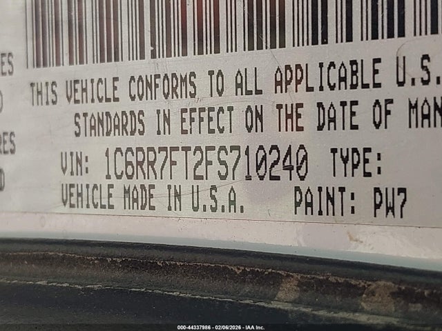 RAM 1500 Tradesman 2015 1C6RR7FT2FS710240 Image 9