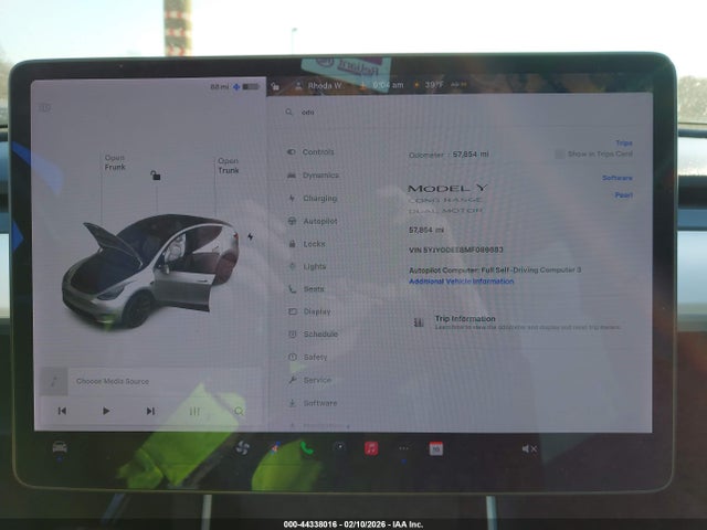 44338016 :رقم المزاد ، 5YJYGDEE8MF089883 vin ، 2021 Tesla Model Y Long Range Dual Motor All-wheel Drive مزاد بيع