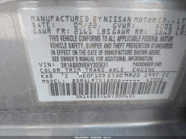 3N1AB8DV6NY300631 Nissan Sentra Sr Xtronic Cvt