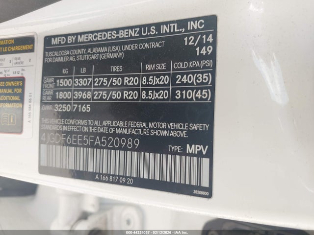 Mercedes-Benz Gl 450 4matic 2015 4JGDF6EE5FA520989 Image 9