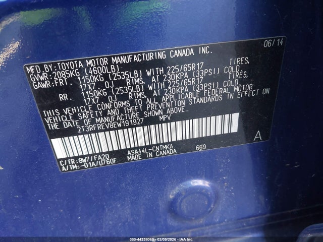 Toyota Rav4 Xle 2014 2T3RFREV8EW191927 Image 9